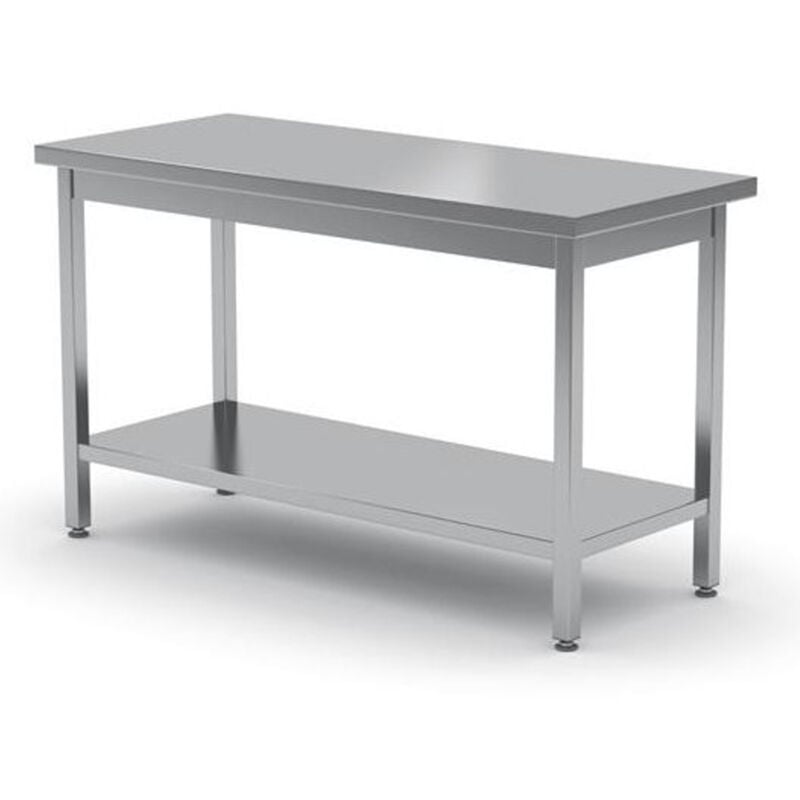 Table de travail centrale de cuisine en acier avec étagère 140x60cm - Hendi 811535