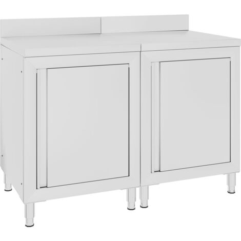 Table de travail commerciale avec armoire 120x60x96 cm Inox