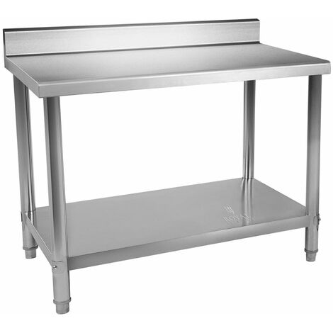 Table de travail cuisine professionnelle acier inox 100 x 60 cm capacité de 90 kg avec dosseret - Argenté