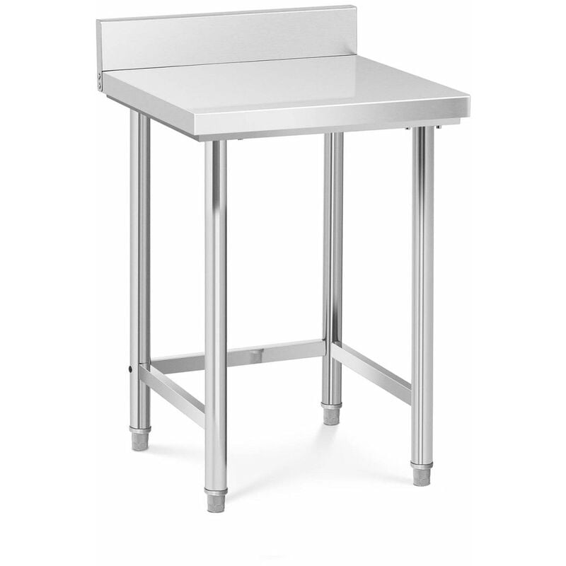 Table de travail cuisine professionnelle acier inox 64 x 64 cm avec dosseret capacité de charge de 200 kg