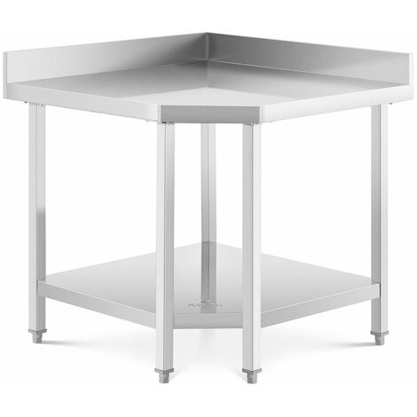 Table de travail cuisine professionnelle acier inox en angle inox 90 x 70 cm capacité de 300 kg - Argenté