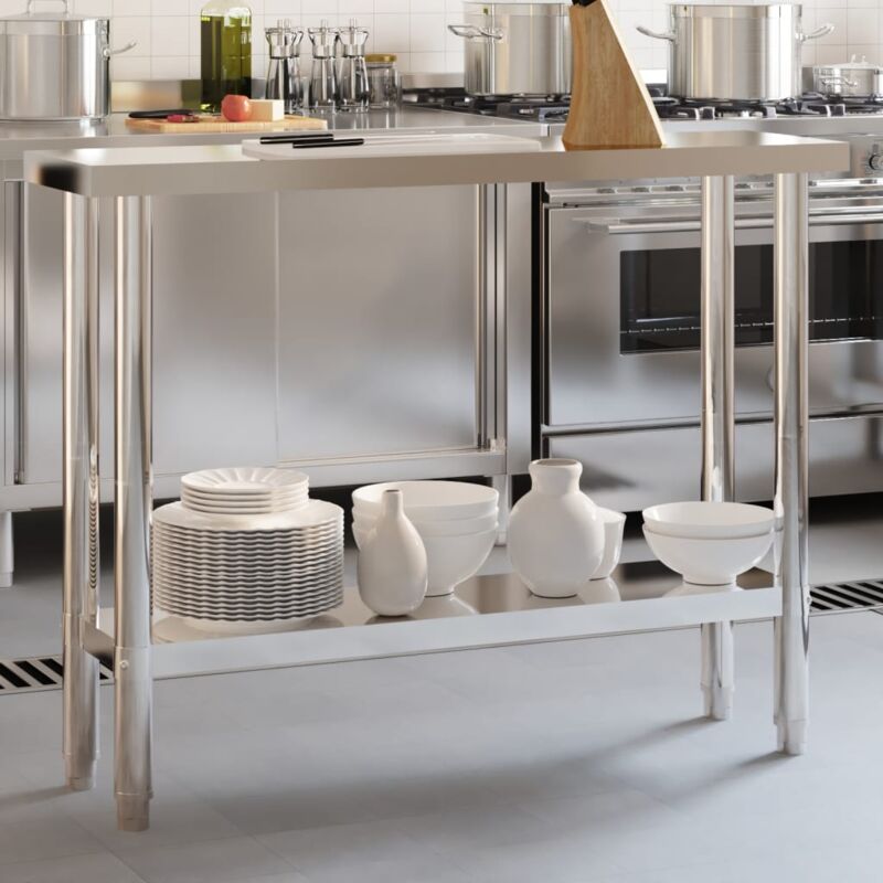 Torana - Table de travail de cuisine 110x30x85 cm acier inoxydable