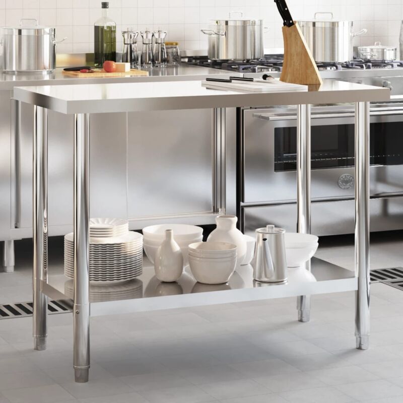 Torana - Table de travail de cuisine 110x55x85 cm acier inoxydable
