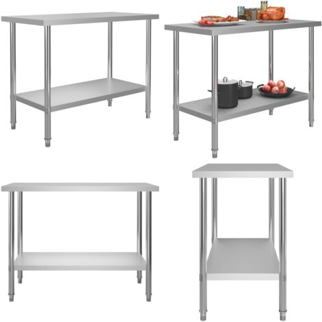 Table de travail de cuisine 120x60x85 cm Acier inoxydable - table de travail -  tables de travail - Home & Living