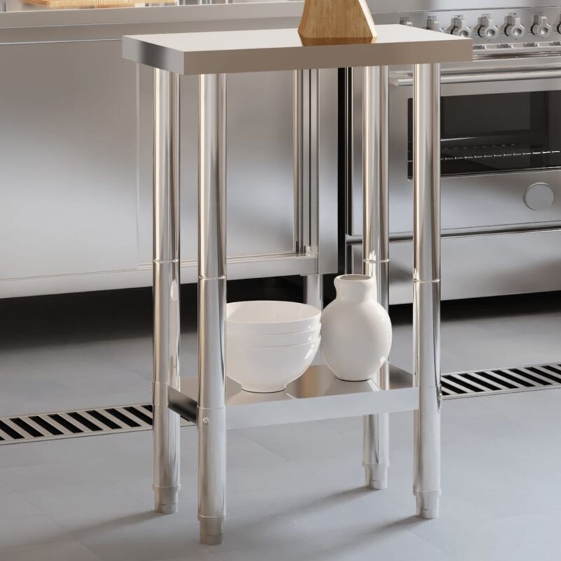 Torana - Table de travail de cuisine 55x55x85 cm acier inoxydable