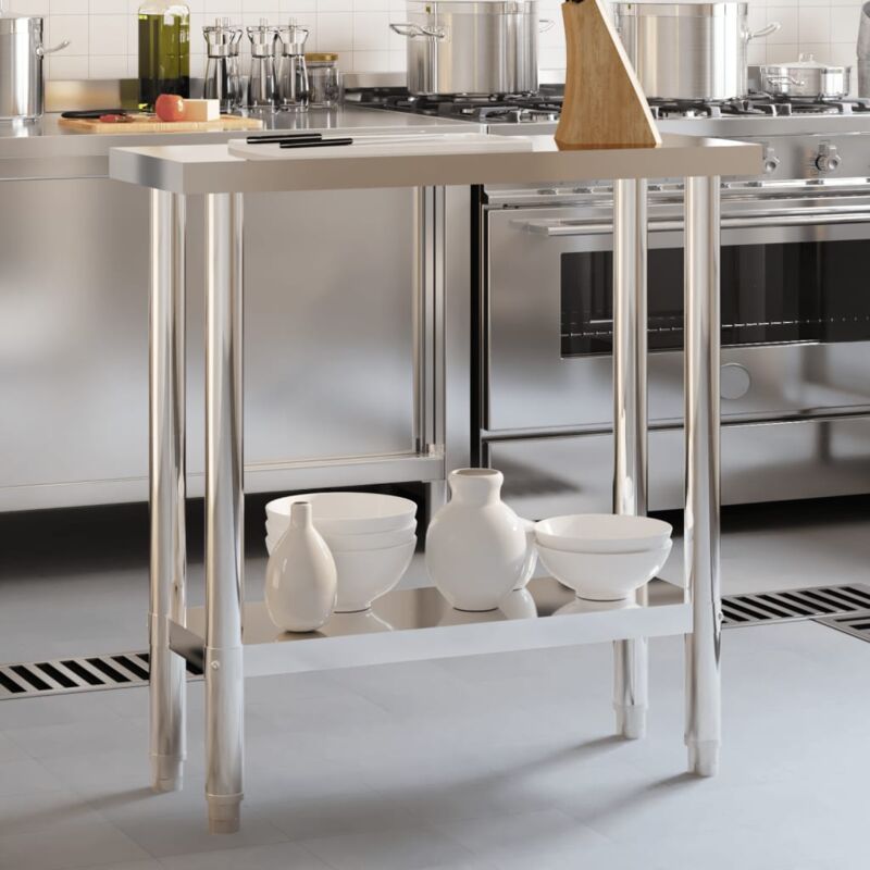 Avimac - Table de travail de cuisine 82,5x30x85 cm acier inoxydable