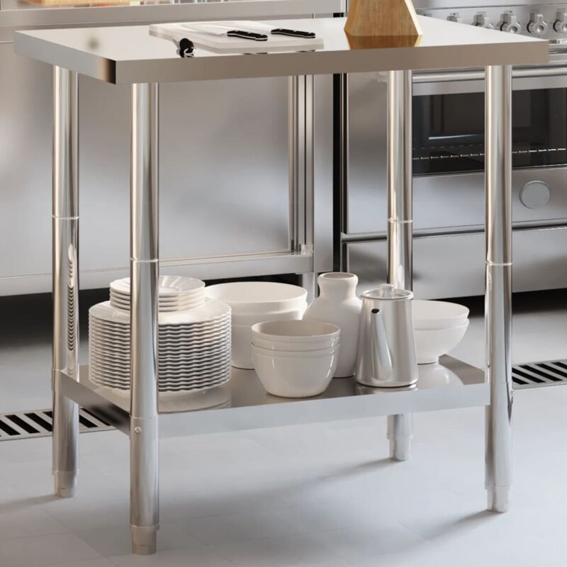 Torana - Table de travail de cuisine 82,5x55x85 cm acier inoxydable