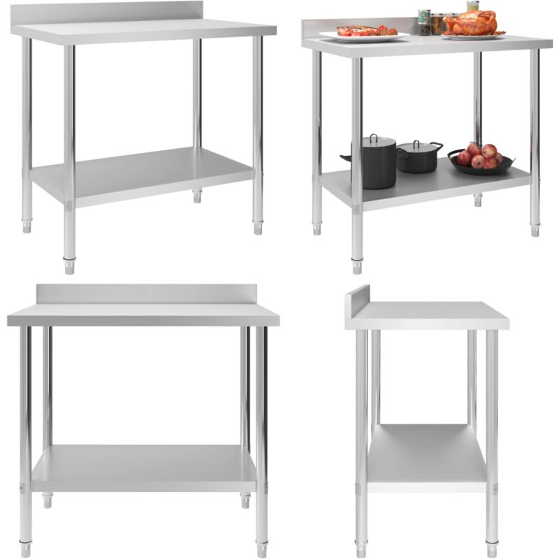 Vidaxl - Table de travail de cuisine avec dosseret 100x60x93 cm Inox - table de travail - tables de travail - Home & Living