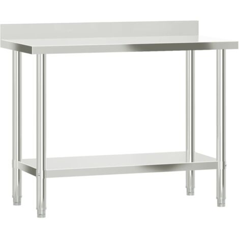 Table de travail de cuisine avec dosseret 110x55x93 cm inox CFW277395