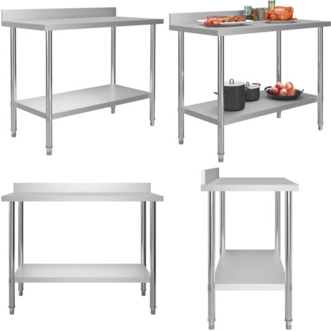 Table de travail de cuisine avec dosseret 120x60x93 cm Inox - table de travail -  tables de travail - Home & Living