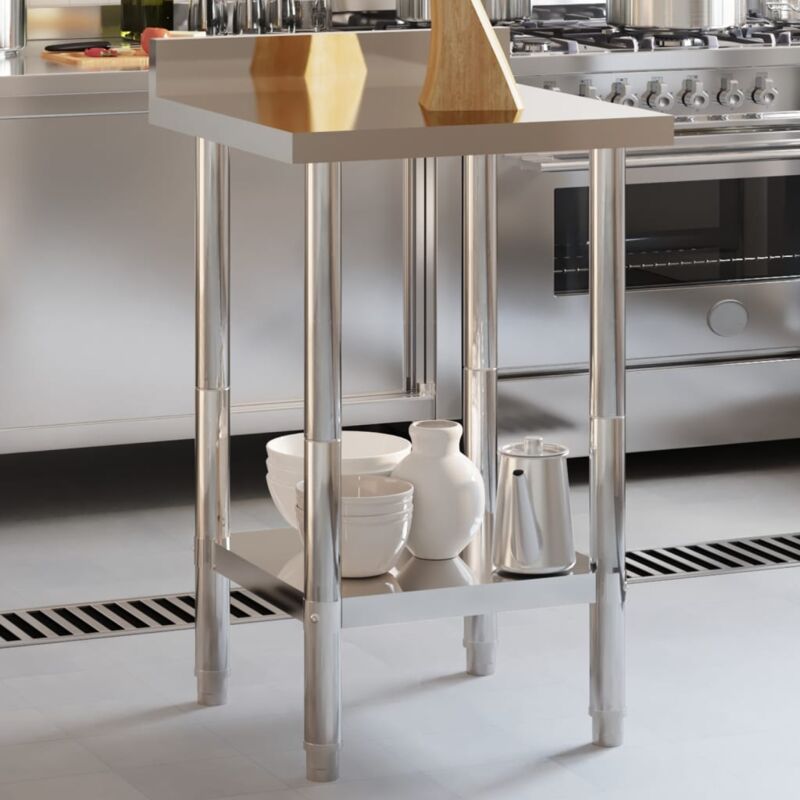 Vidaxl - Table de travail de cuisine avec dosseret 55x55x93 cm inox