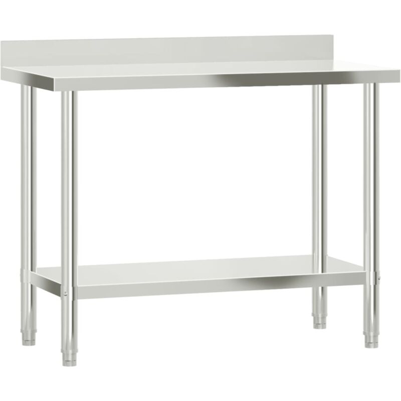 Vidaxl - Table de travail de cuisine avec dosseret 110x55x93 cm inox