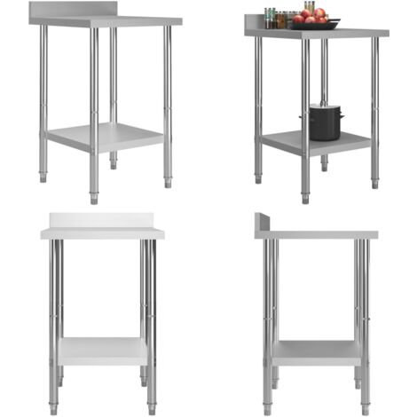 Table de travail de cuisine avec dosseret 60x60x93 cm Inox - table de travail -  tables de travail - Home & Living