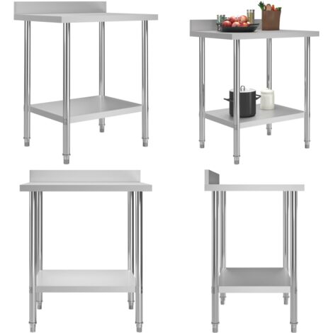 Table de travail de cuisine avec dosseret 80x60x93 cm Inox - table de travail -  tables de travail - Home & Living