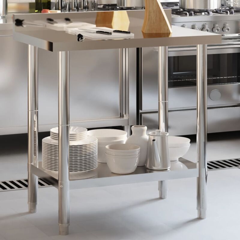 Torana - Table de travail de cuisine avec dosseret 82,5x55x93 cm inox