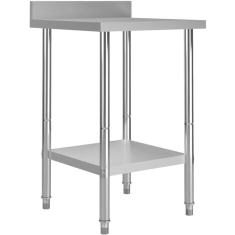Table de travail de cuisine avec dosseret-Plan de travail de cuisine-Îlot de cuisine 60x60x93 cm Inox