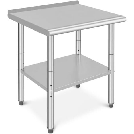 Table de Travail de Cuisine avec Dosseret Table de Travail de Restaurant Bar Ecole Garage Espaces Commerciaux 61x61x89 cm Acier Inoxydable