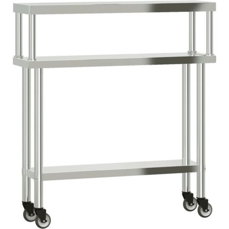 Table de travail de cuisine avec étagère 110x30x120 cm inox CFW665827