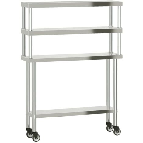 Table de travail de cuisine avec étagère 110x30x150 cm inox CFW333147