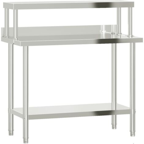 Table de travail de cuisine avec étagère 110x55x120 cm inox CFW110131