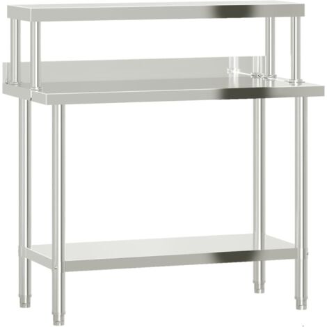 Table de travail de cuisine avec étagère 110x55x120 cm inox CFW112566