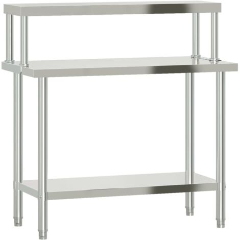 Table de travail de cuisine avec étagère 110x55x120 cm inox CFW436669
