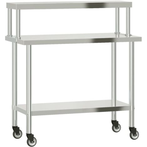 Table de travail de cuisine avec étagère 110x55x120 cm inox CFW581977