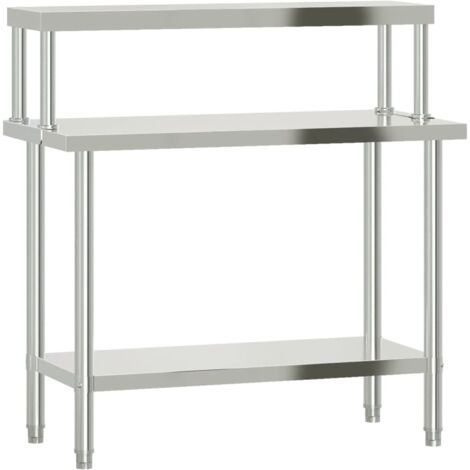 Table de travail de cuisine avec étagère 110x55x120 cm inox CFW780366