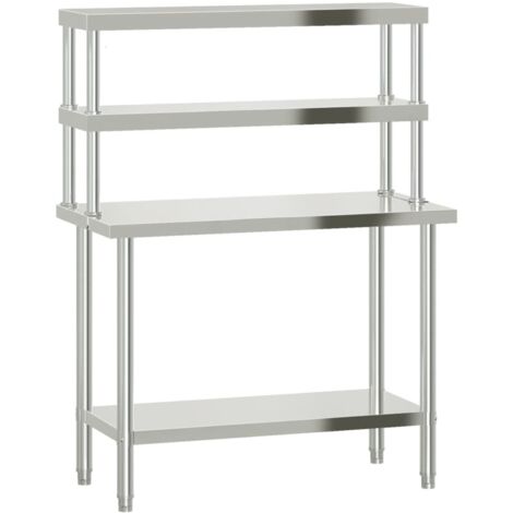 Table de travail de cuisine avec étagère 110x55x150 cm inox CFW456077