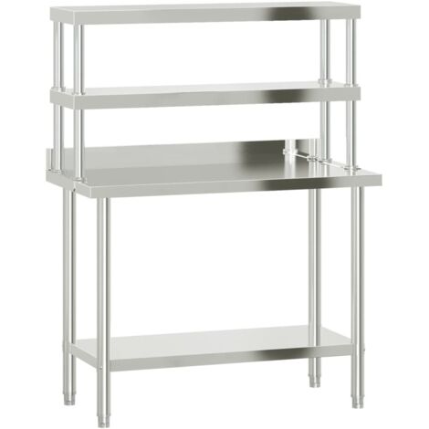 Table de travail de cuisine avec étagère 110x55x150 cm inox CFW620880