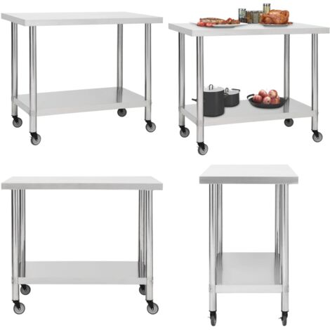 Table de travail de cuisine avec roues 100x45x85 cm Inox - table de travail -  tables de travail - Home & Living