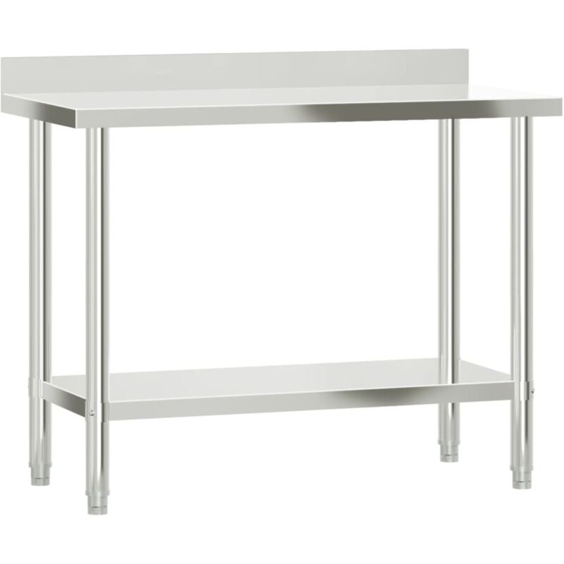 Vidaxl - Table de travail de cuisine avec dosseret 110x55x93 cm inox