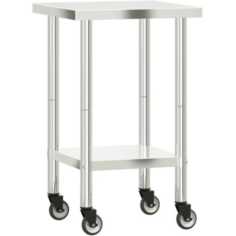 Table de travail de cuisine avec roues 55x55x85 cm inox vidaXL