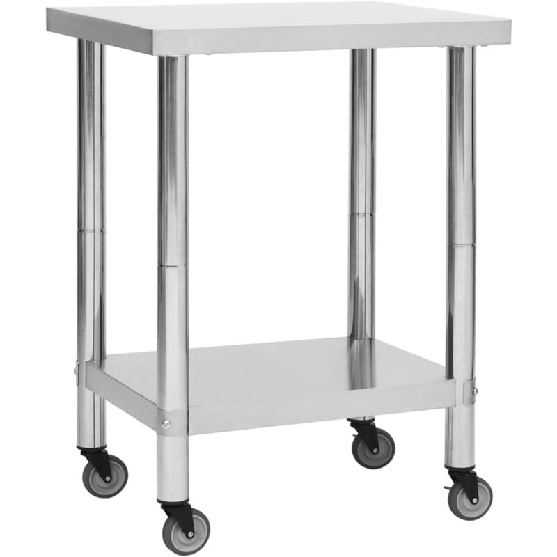 Maisonchic - Table de travail de cuisine avec roues 80x30x85 cm Inox WLE638443 design in