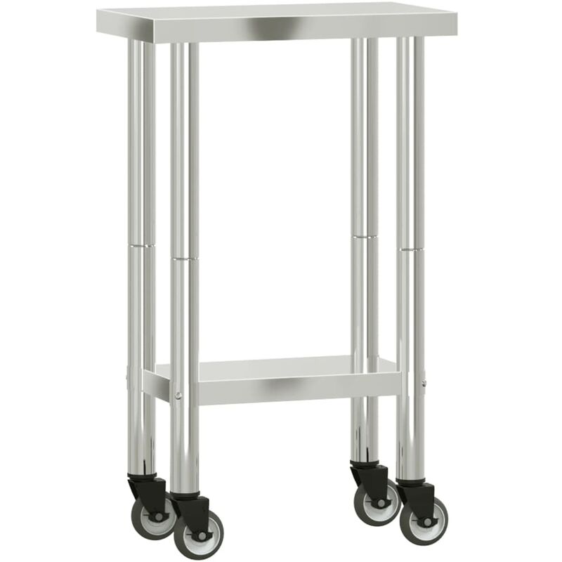 Vidaxl - Table de travail de cuisine avec roues 55x30x85 cm inox