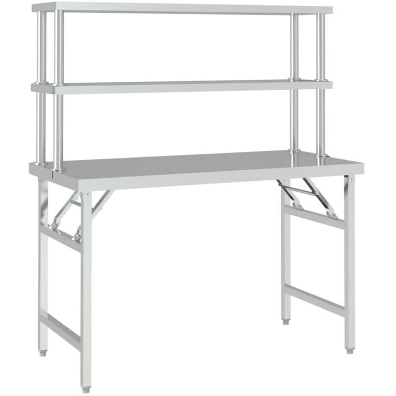 Vidaxl - Table de travail de cuisine avec étagère 120x60x145 cm Inox