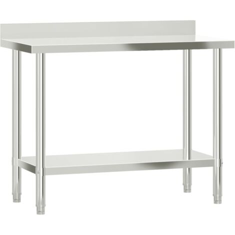 Table de travail de cuisine professionnelle avec dosseret 110 x 55 x 93 cm acier inoxydable
