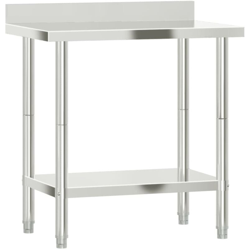 Helloshop26 - Table de travail de cuisine professionnelle avec dosseret 82,5 x 55 x 93 cm acier inoxydable