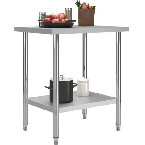 Table de travail de cuisine，plan de travail 80x60x85 cm Acier inoxydable CFW839201