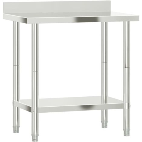 Table de travail de cuisine，plan de travail avec dosseret 82,5x55x93 cm inox CFW277707