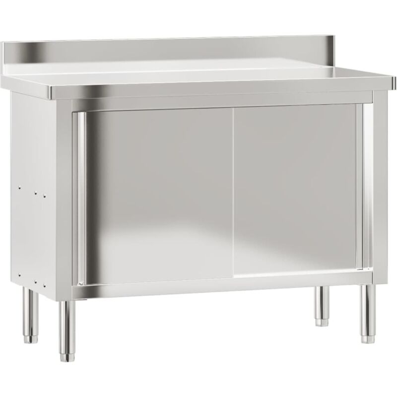 Table de travail de cuisine，plan de travail avec portes coulissantes inox CFW216831