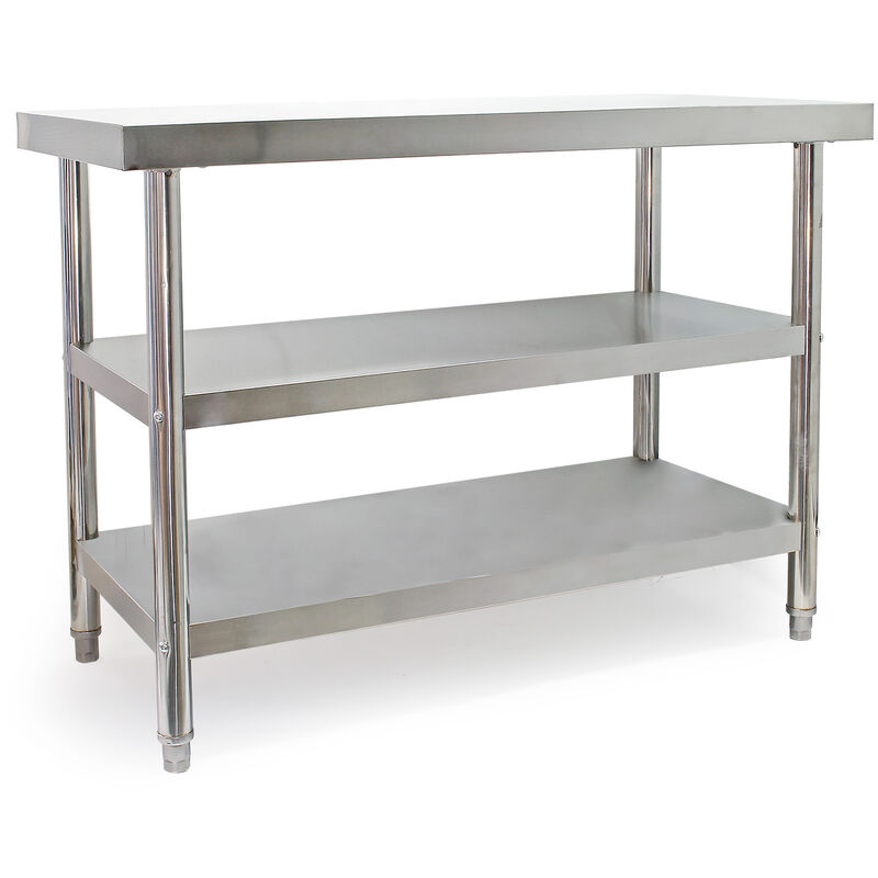 Xpotool - Table de travail en acier affiné 120x60x85cm avec 2 Étagères et Pieds de table réglables en hauteur