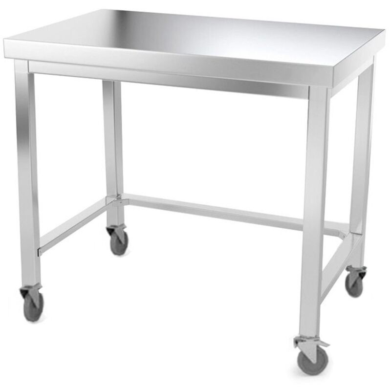 Table de travail en inox 1200 x 600 mm avec renfort sur roulettes PREMIUM - GOLDINOX