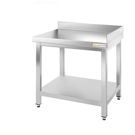 Table de travail en inox d'angle 500 x 500 mm adossée PREMIUM - GOLDINOX