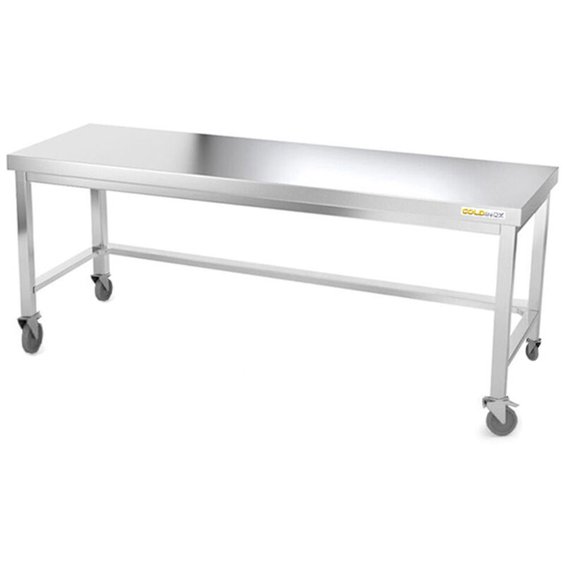 Table de travail en inox soubassement 1800 x 800 mm avec renfort sur roulettes PREMIUM - GOLDINOX