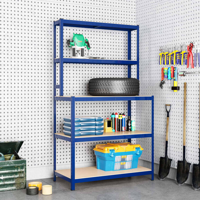Vidaxl - Table de travail étagères 5 niveaux,Bleu,Acier bois ingénierie,100 x 20/50 x 180 cm,Capacité poids 200 kg par étagère