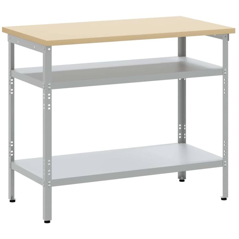 Table de travail Gris 100 x 55 x 85 cm Acier et bois laminé CFW56462