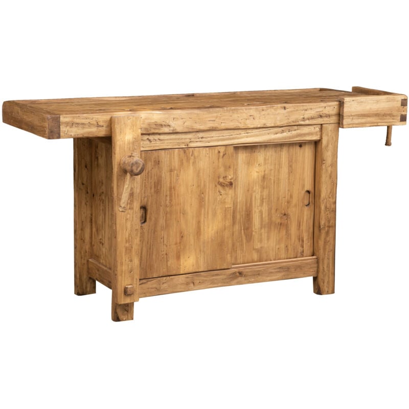 Biscottini - Table de travail haute 184x92x74 cm Îlot de cuisine Plan travail en bois Comptoir de cuisine Établi de menuisier Made in Italy