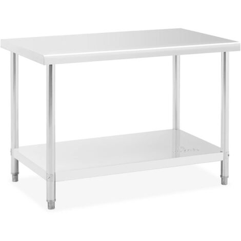Table De Travail Inox 120x70x85 Cm deux étages Cuisine Préparation Professionnel - Argent