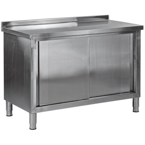 Table de travail inox - 2 portes coulissantes - 120 x 60 cm